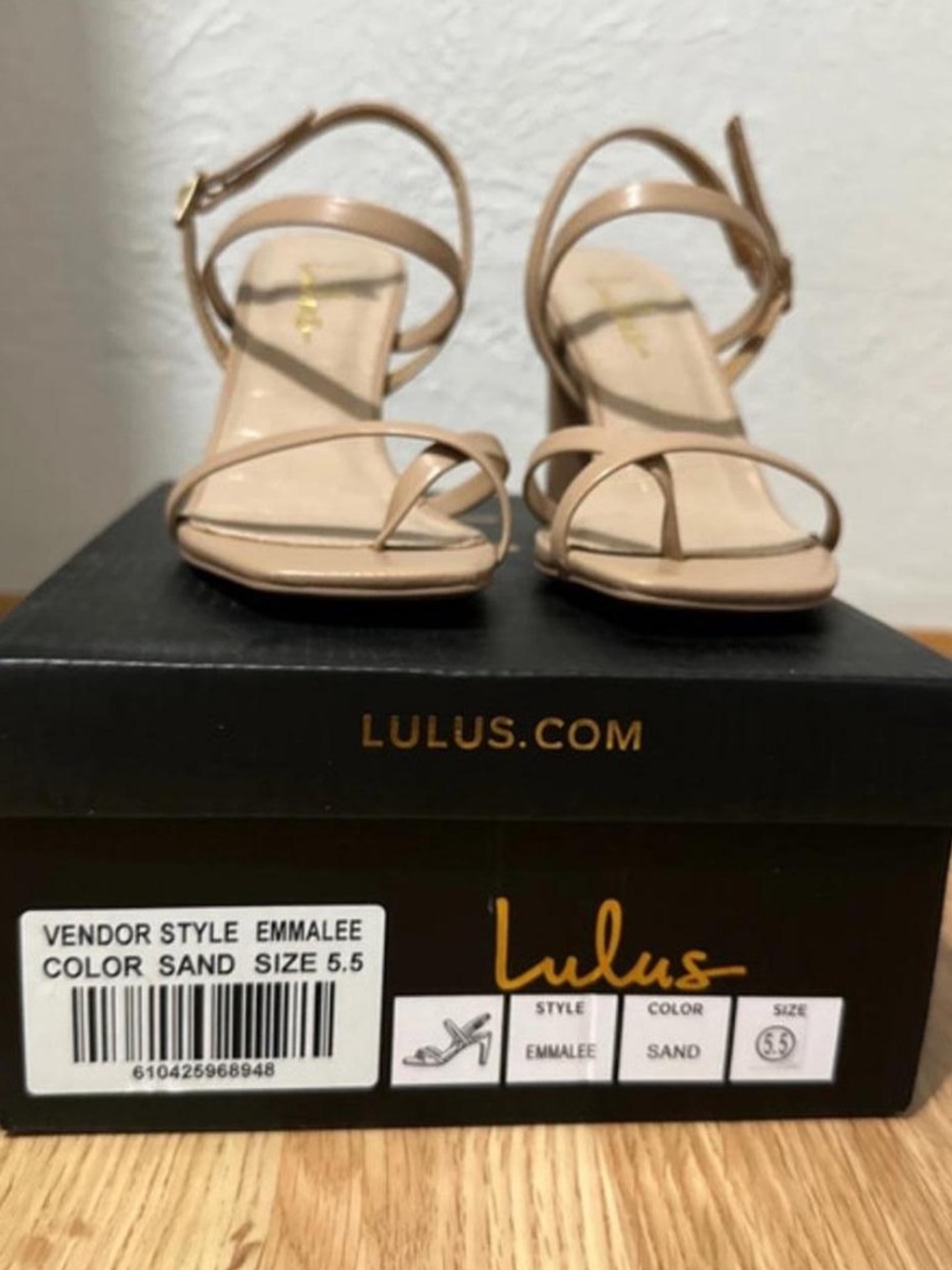 Lulu's Sand Strappy Block Heel Sandals size 5.5 comes with box
